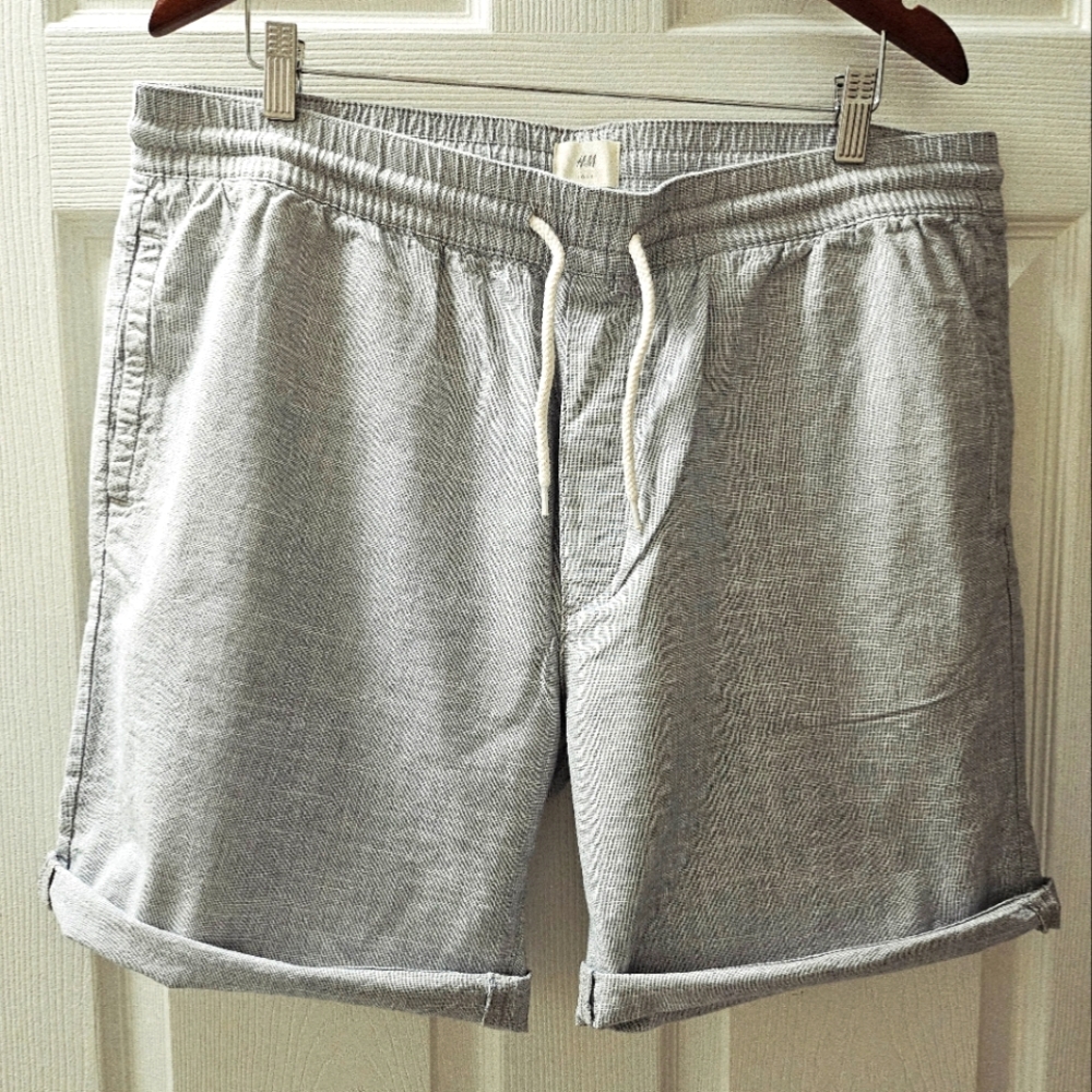 H&M L.O.G.G. Gray Textured Drawstring Shorts